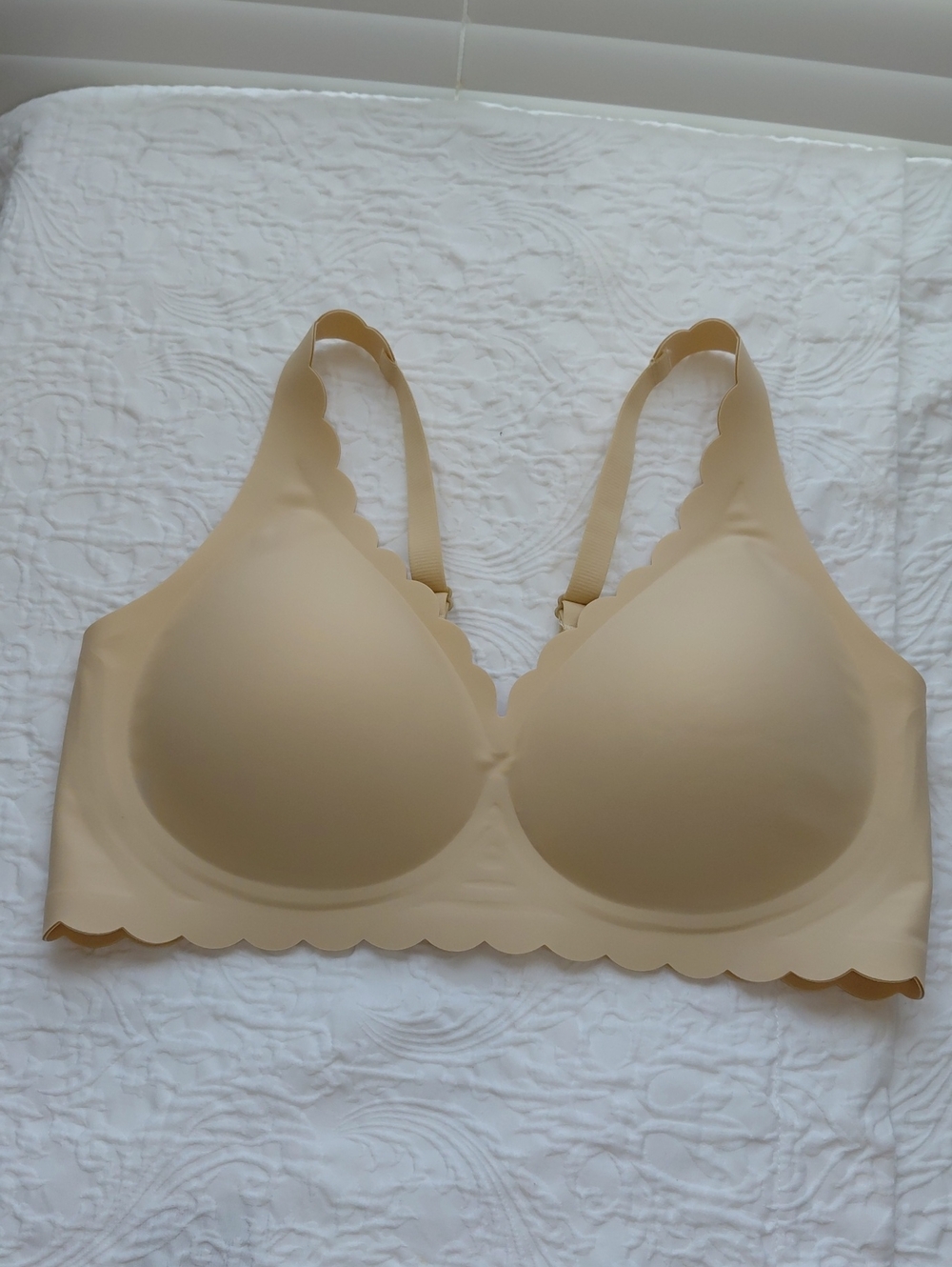 Celeste D'OR Seamless Underwire Free Scallop Edge Nude Bra Sz XL
